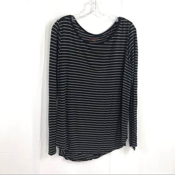 Joe Fresh Tops - Joe Fresh Black White Striped Long Sleeve Tee L